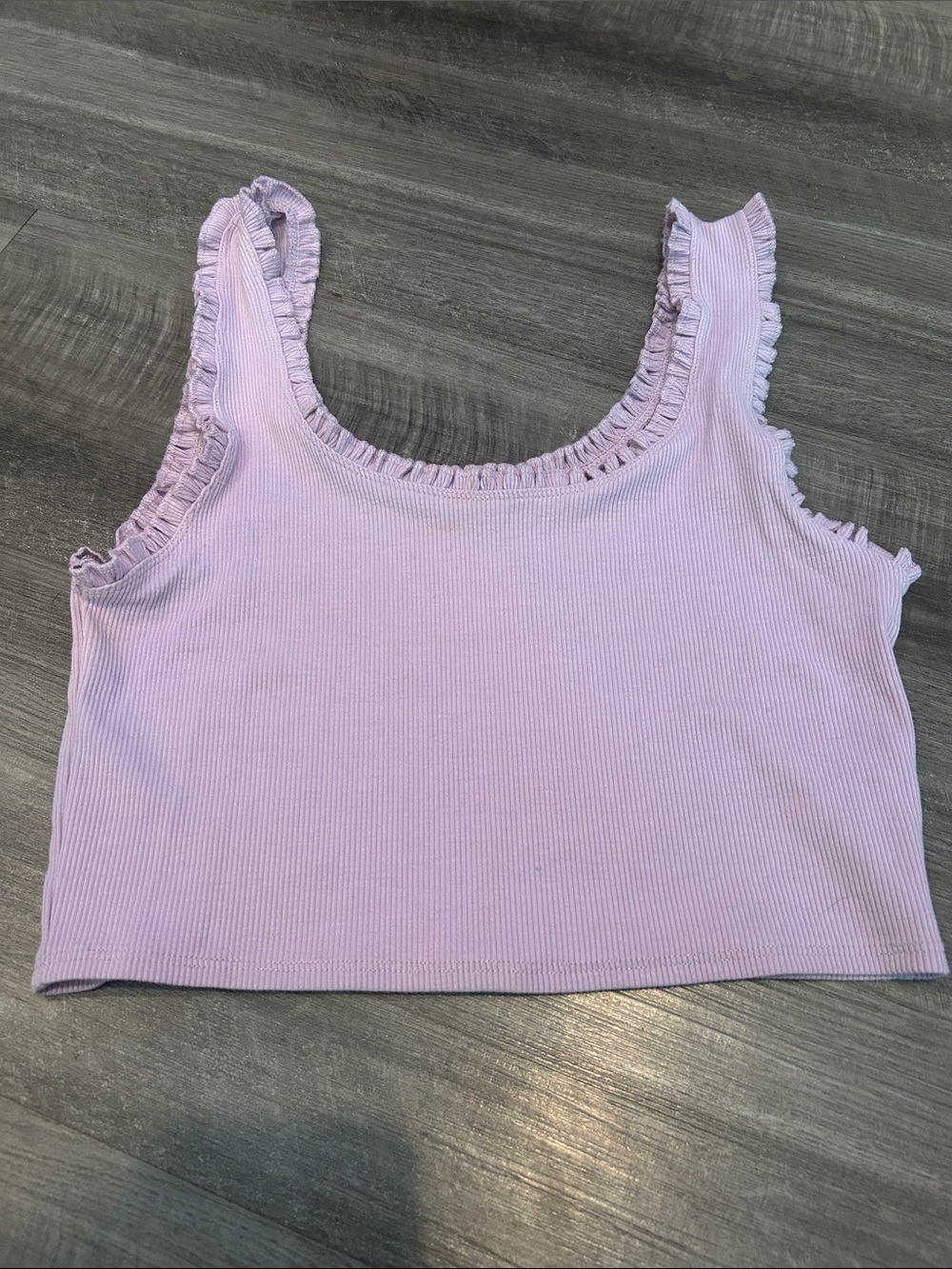 AE Lilac Ruffle Cropped Tank Top